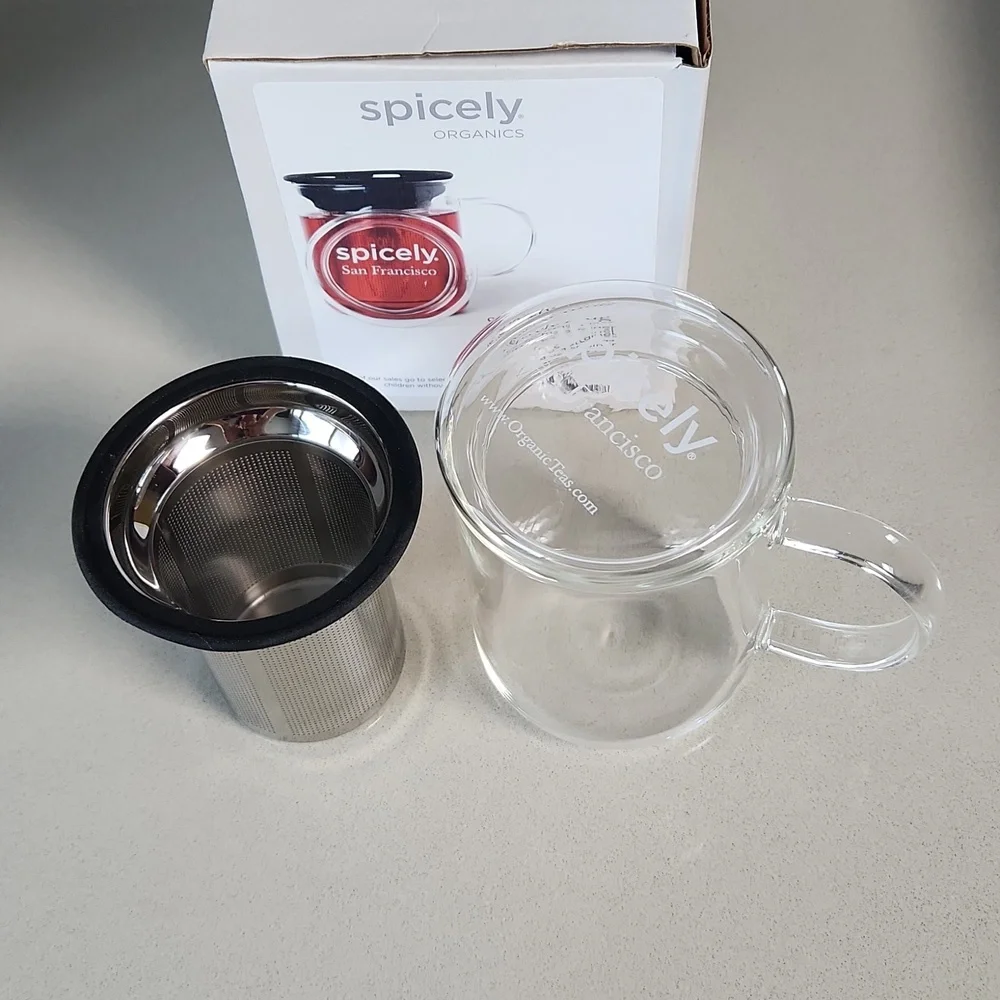 Spicely Organics Glass Tea Set - Cup Strainer with Lid **NEW - Picture 3 of 4